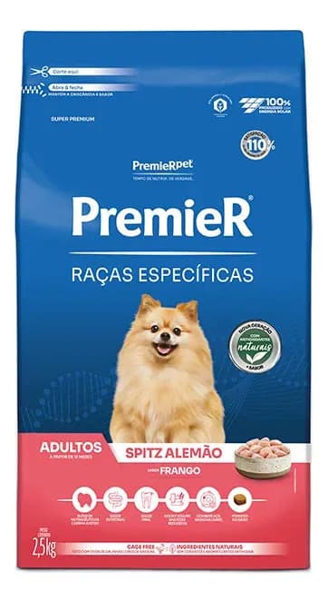 Ração Seca Cão Premier Spitz Alemão Adulto Frango 2.5kg