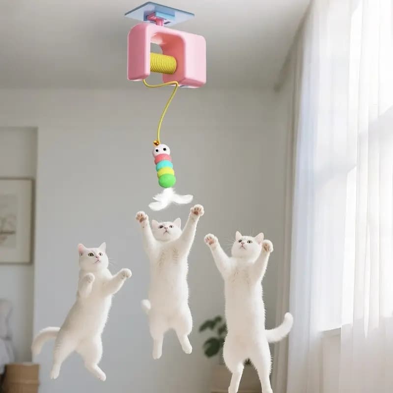 Brinquedo Interativo Elétrico Para Gatos Com Corda E Pássaro