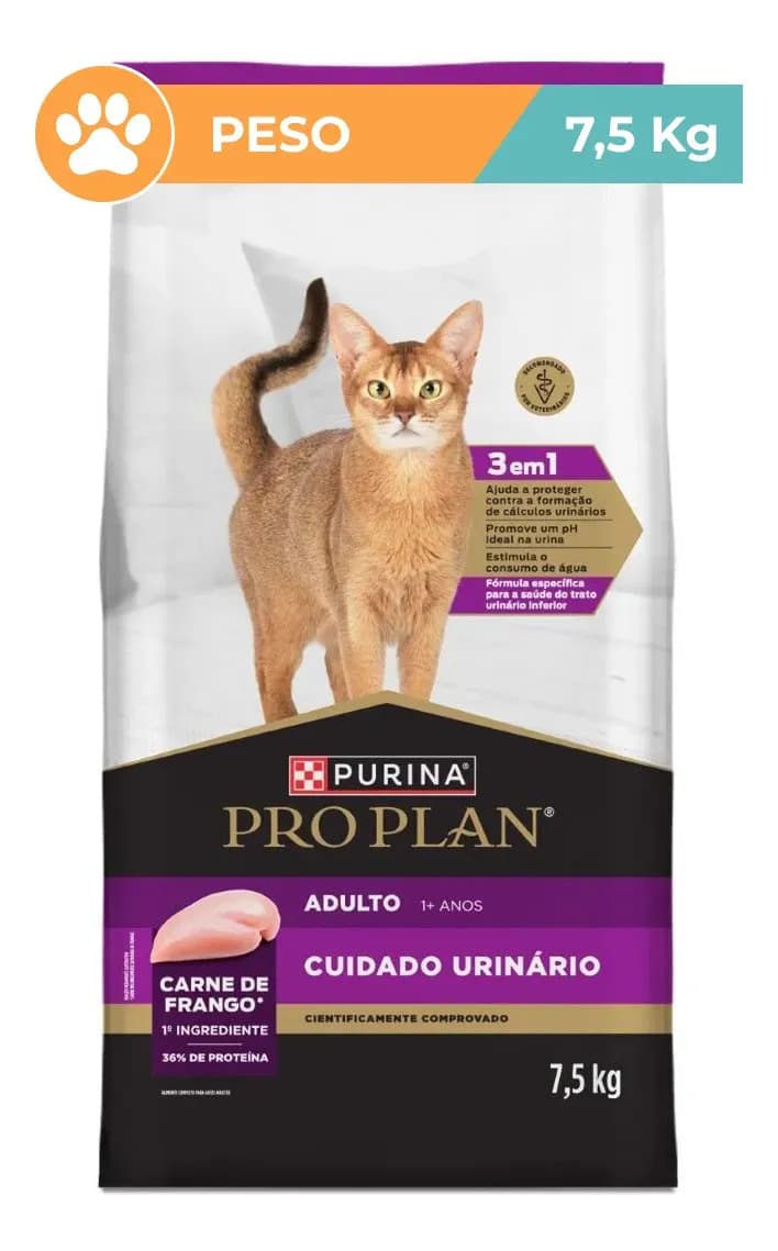 Ração Pro Plan Frango Urinary Gatos Adultos 7,5kg Purina