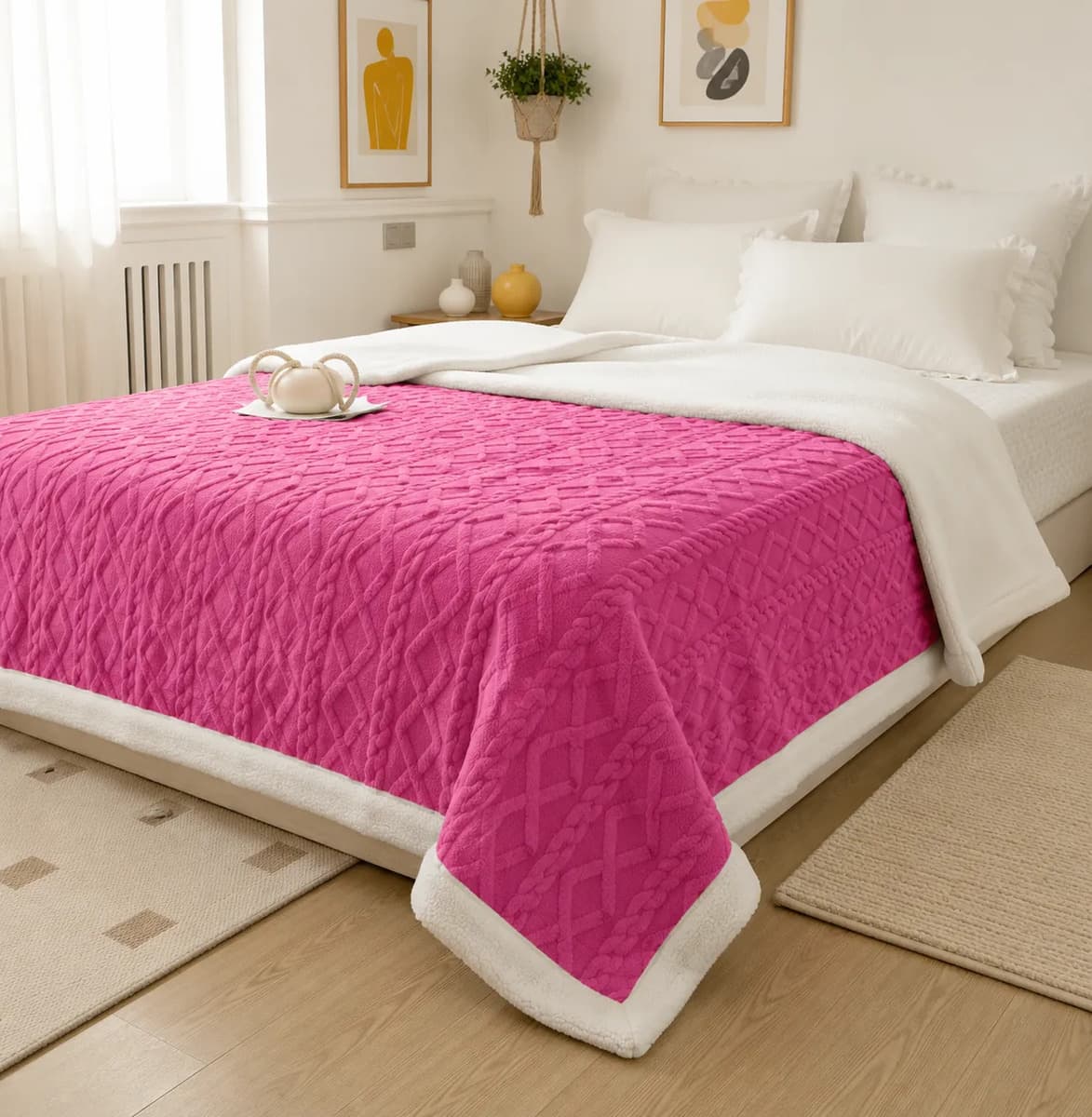 Cobertor Manta De Casal 2,00x1,80 Canelada Sherpa Cores