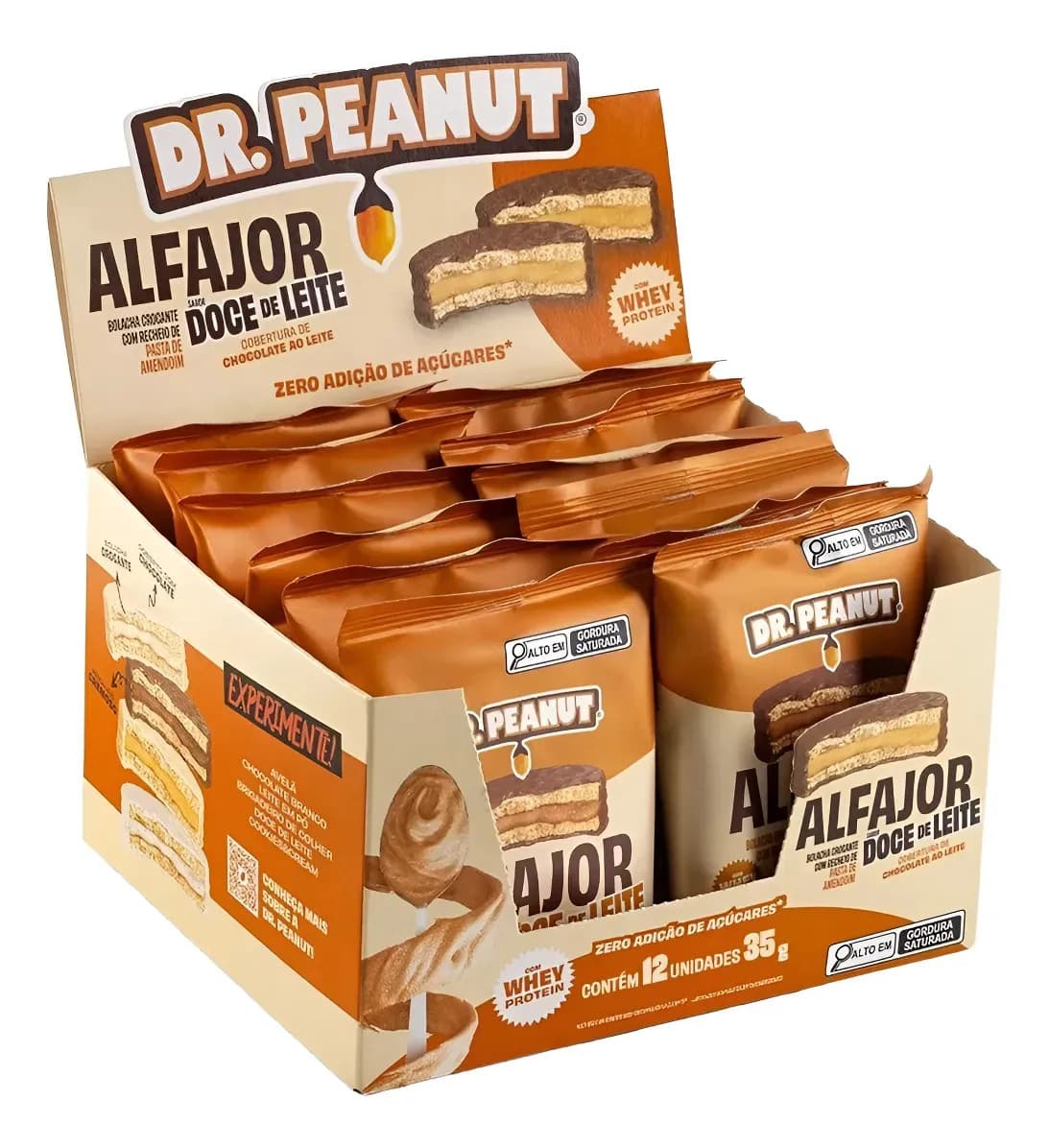 Alfajor Dr. Peanut 12un 420g Avelã Doce De Leite Brigadeiro Sabor Doce de leite com cobertura de chocolate ao leite
