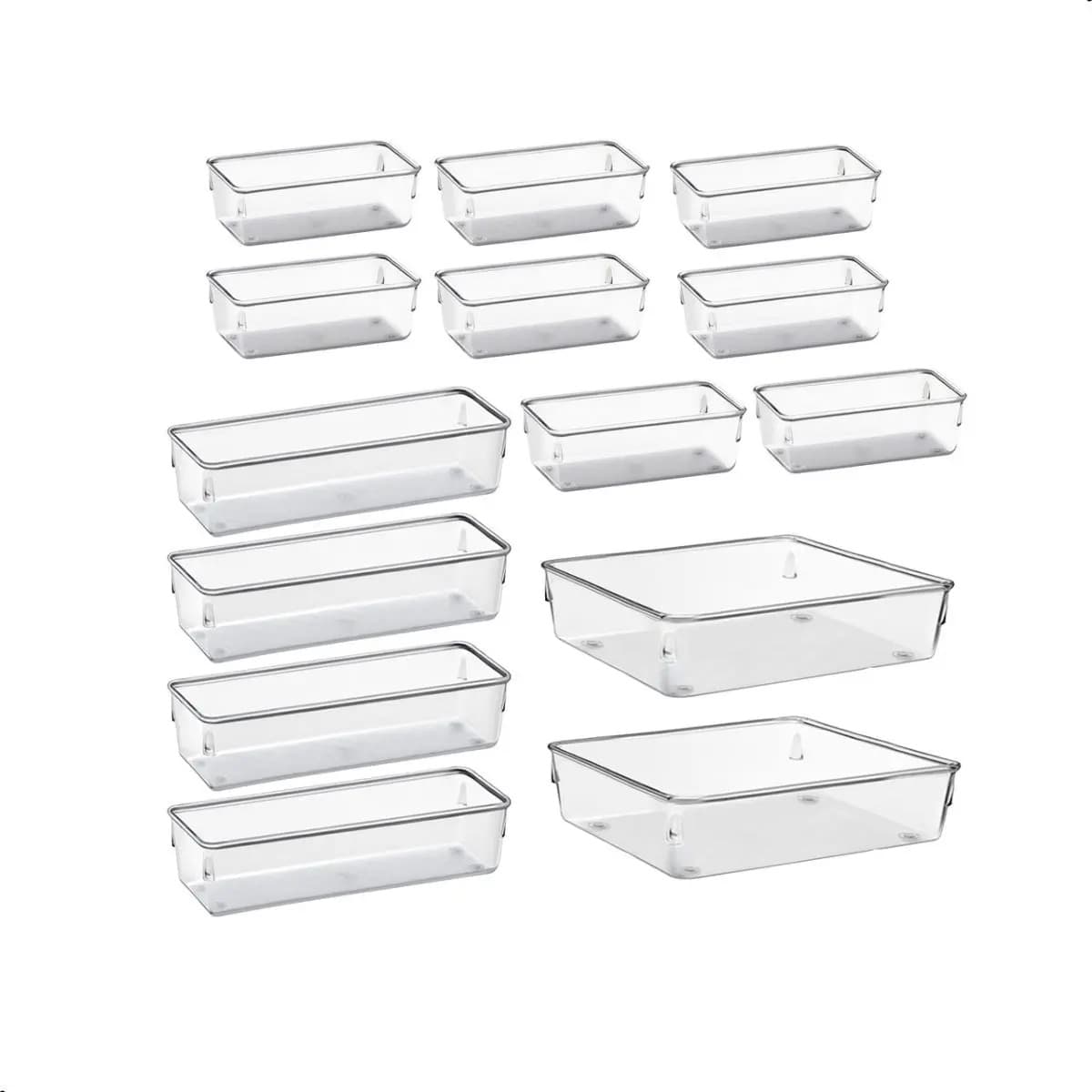 Kit Organizadores Com 14 Multiuso Gavetas Empilhavel