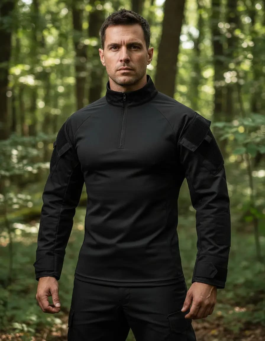 Combat Shirt Tática Preta Vigilante Segurança
