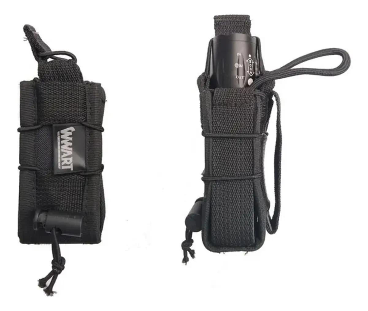 Porta Carregador De Pistola E Lanterna Sistema Molle Preto