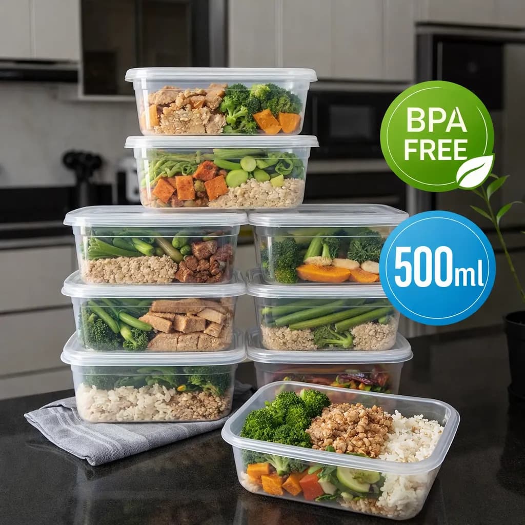 Kit 10 Potes Transparentes 500ml Bpa Free Microondas Freezer