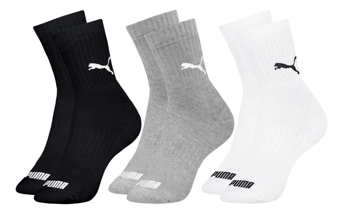 Kit 3 Pares De Meias Puma Cano Médio Sport Original Lisa