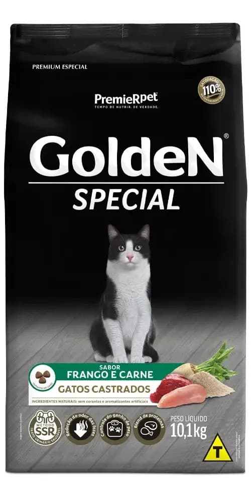Ração Golden Special Gatos Castrados Sabor Frango E Carne 10.1 Kg