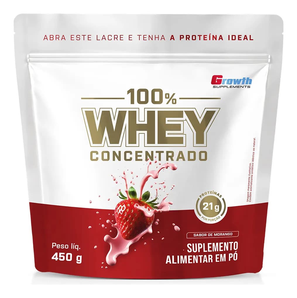 100% Whey Concentrado 450g Growth Supplements