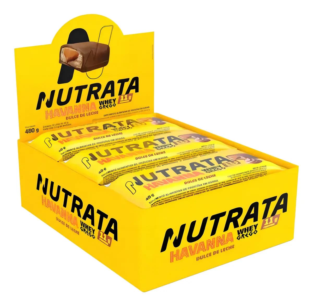 Barra de Proteína Nutrata Whey Grego Havanna de Doce de Leite - Kit 12 Unidades