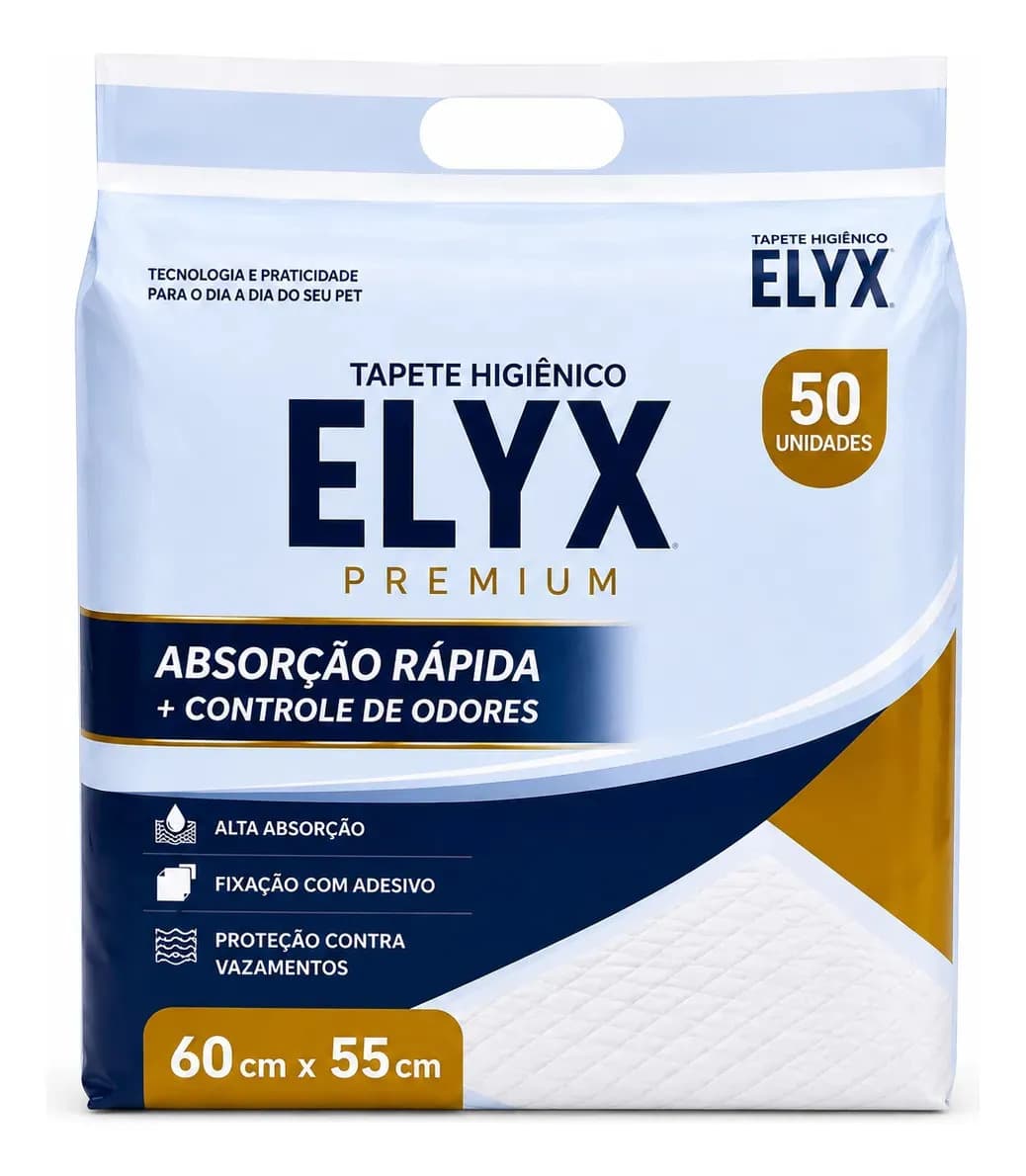 Tapete Higiênico Pet 60x55cm 50 Unidades Descartável Super Absorvente Antiodor Cães Gatos