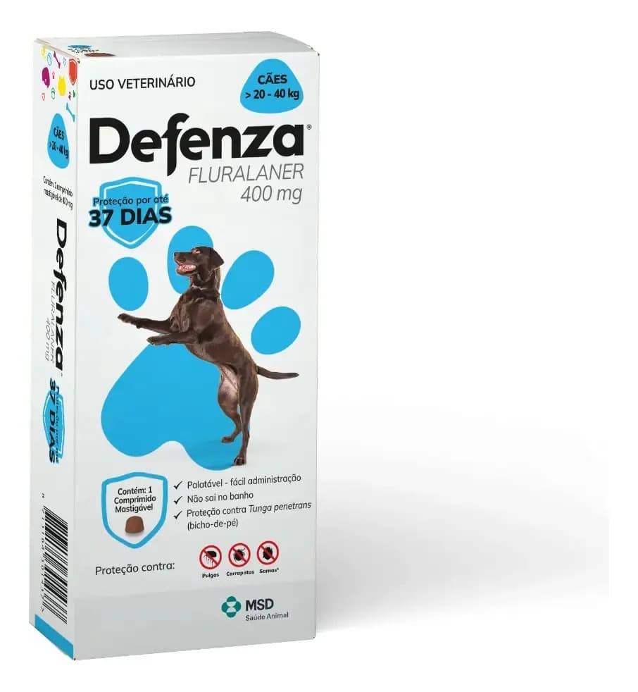 Defenza Antipulgas E Carrapatos Msd Cães 20 A 40 Kg Cor Azul
