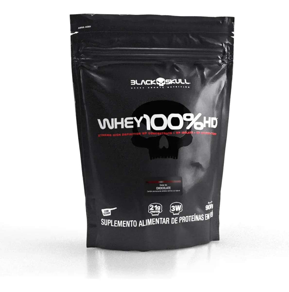 Whey 100% Hd Refil Black Skull - 900g (wpc, Wpi E Wph) Sabor Chocolate