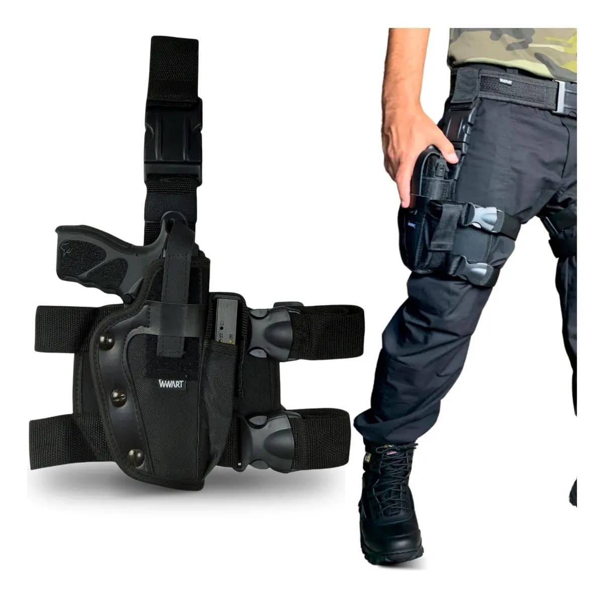 Coldre Robocop Militar Tático Pistola Revólver Preto Destro