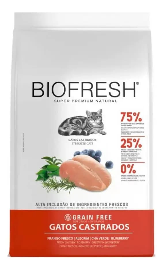 Biofresh Super Premium Natural ração para gatos castrados sabor frango 7.5kg