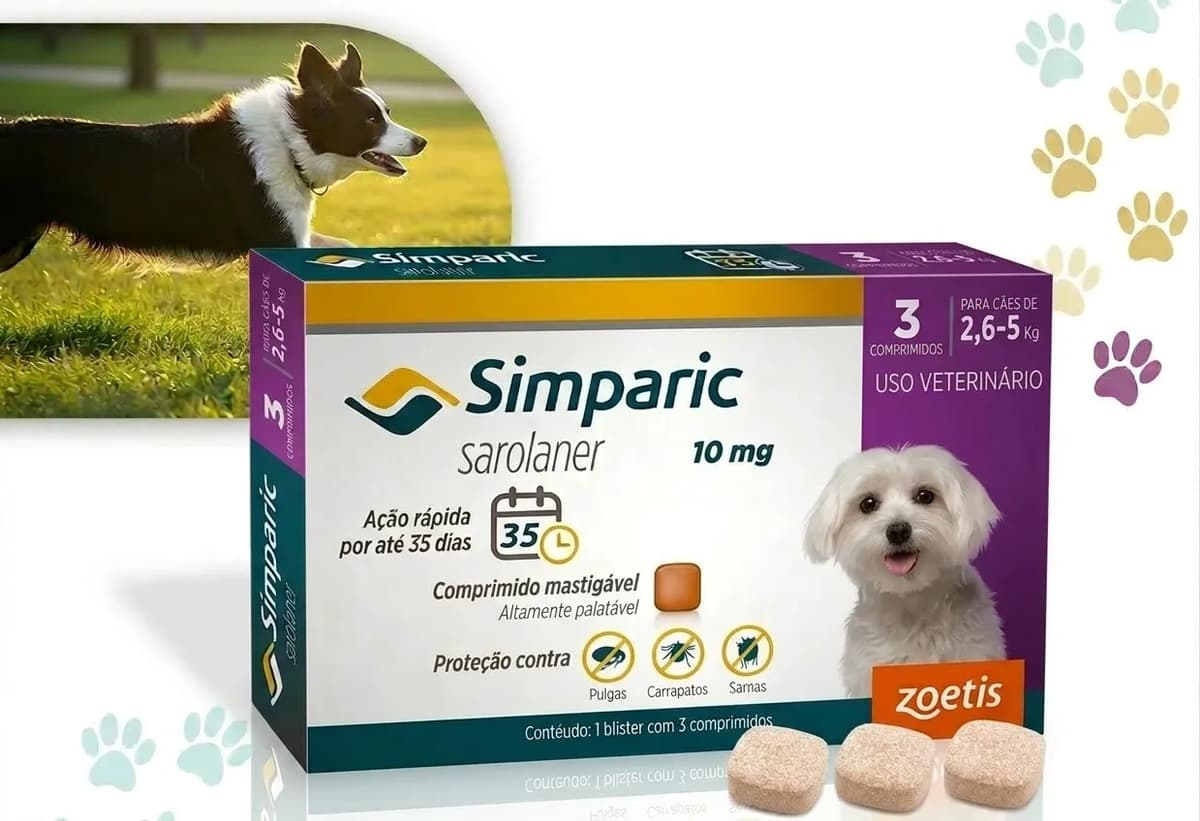 Simparic 10mg Antipulgas 2,6 A 5kg Zoetis 3 Comprimidos
