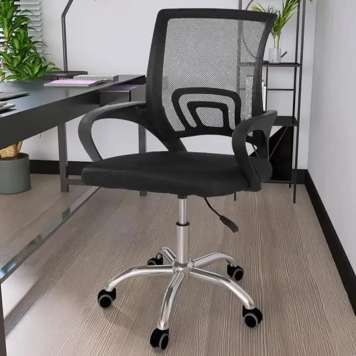 Cadeira Secretária Office Base Giratória Preta Tela/mesh
