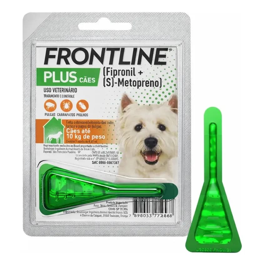 Frontline Plus Antipulgas E Carrapatos Para Cães Até 10kg Verde