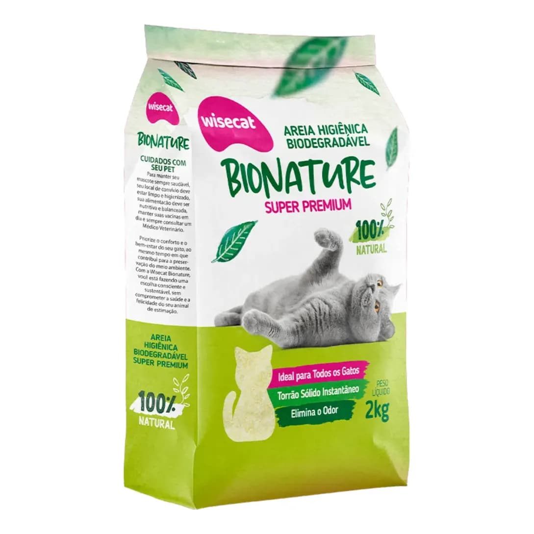 Areia Higiênica Mandioca Gato Biodegradável Bionature 2kg Anti Odor Alta Absorção