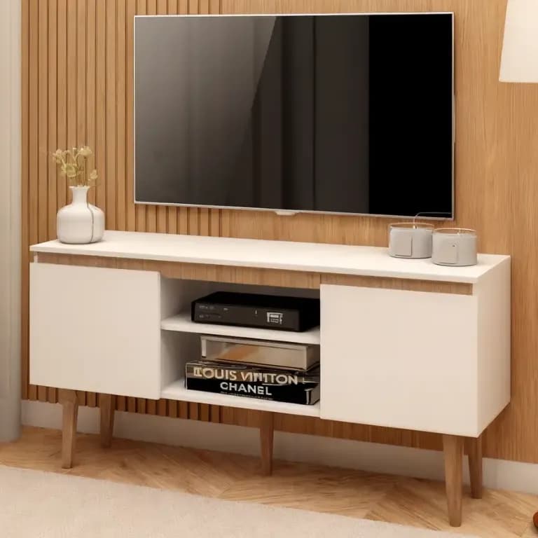 Rack Branco Para Sala - Estante Moderna E Compacta Branco