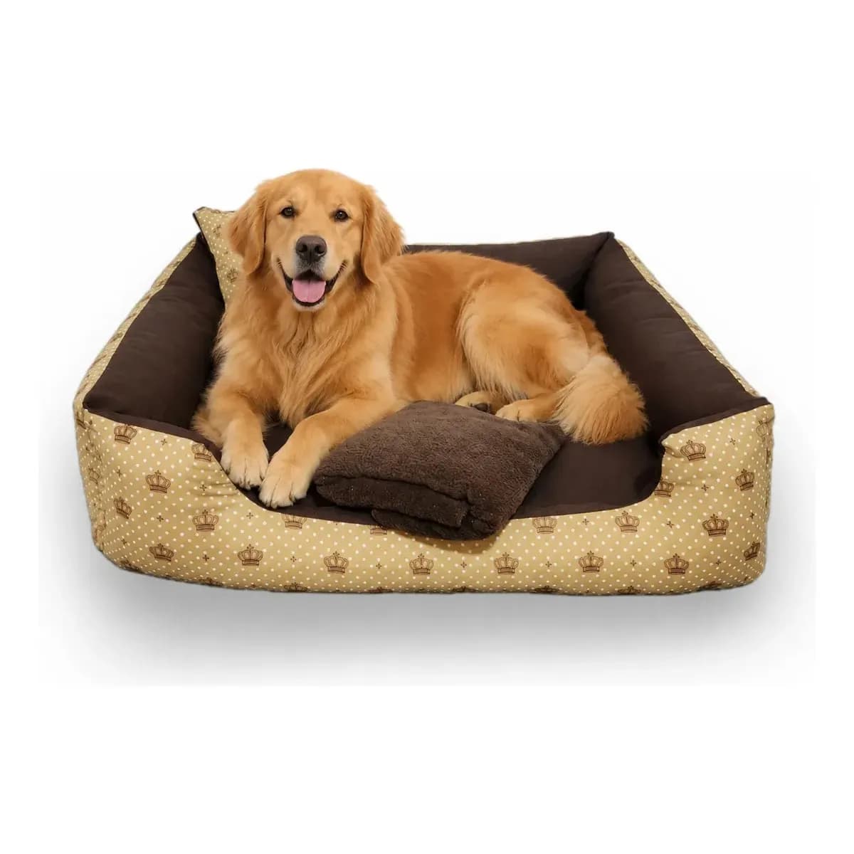 Cama Berço Grande 70x70 Gv Enxovais Caminhas Pet Marrom com Manta e Travesseiro