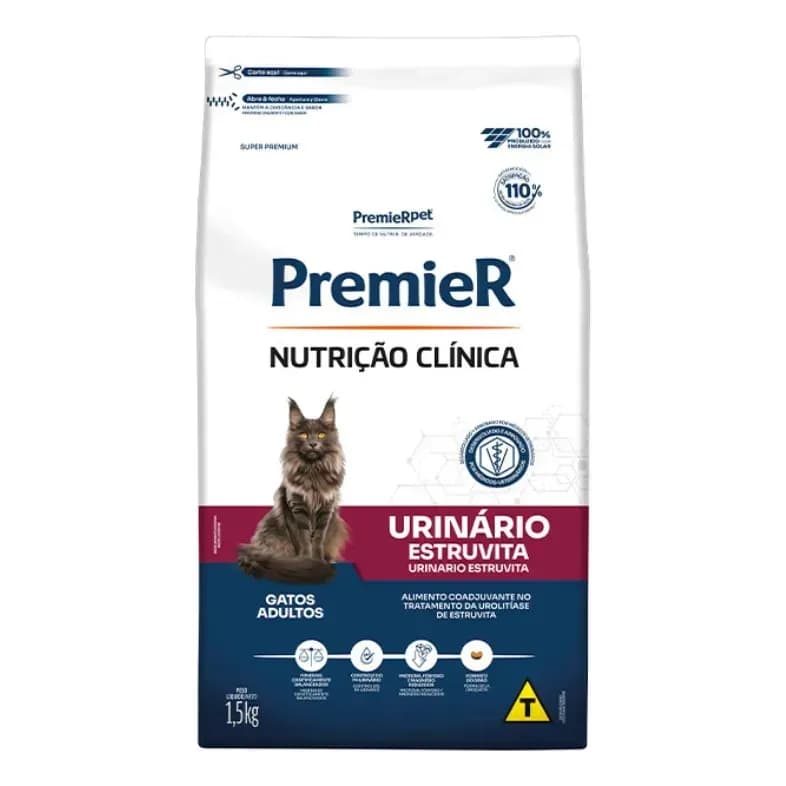 Ração Seca Premier Nutrição Clínica Urinário Gatos Adultos 1,5kg