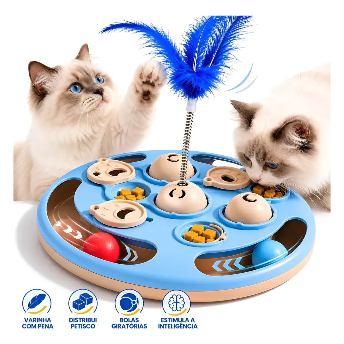 Brinquedo Interativo Para Gatos Dispensador De Petiscos Azul-celeste