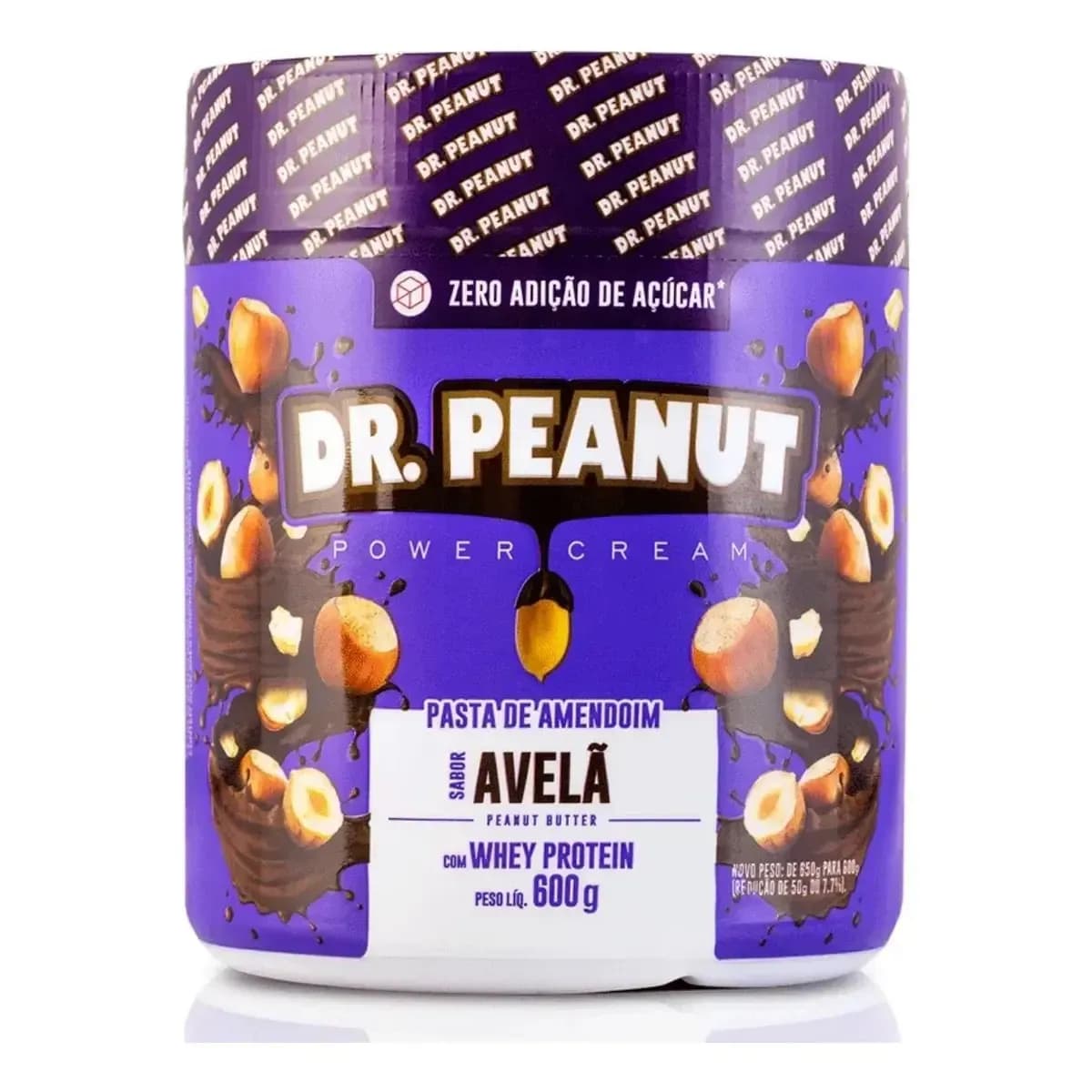 Amendoim, Proteínas, Gordura Dr. Peanut Creme de Amendoim Pasta 100% Original Dr. sabor Avelã x 600g