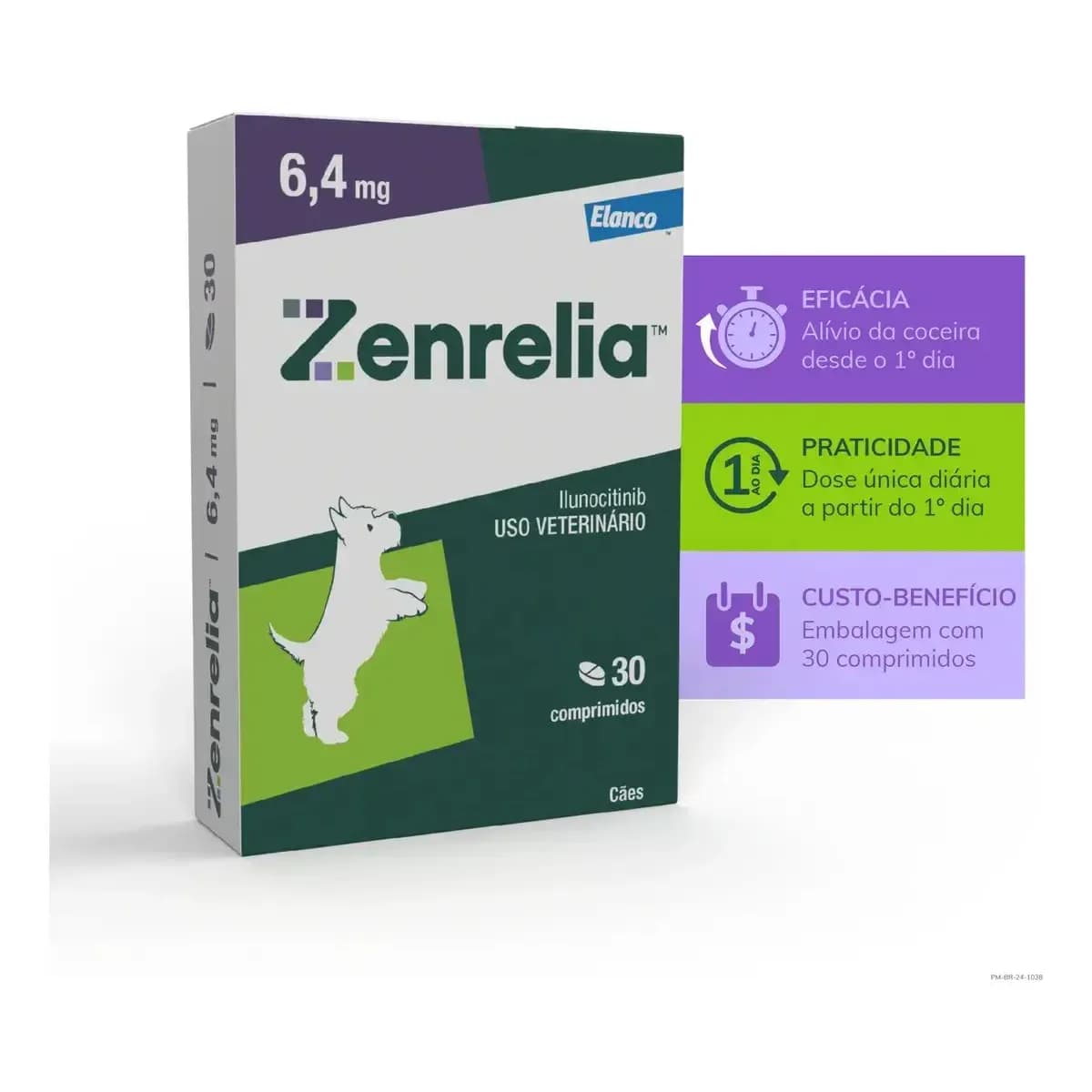 Zenrelia Tab 6,4mg 30 Comprimidos Dermatite Cães Elanco alergia coceira dermatite atopica