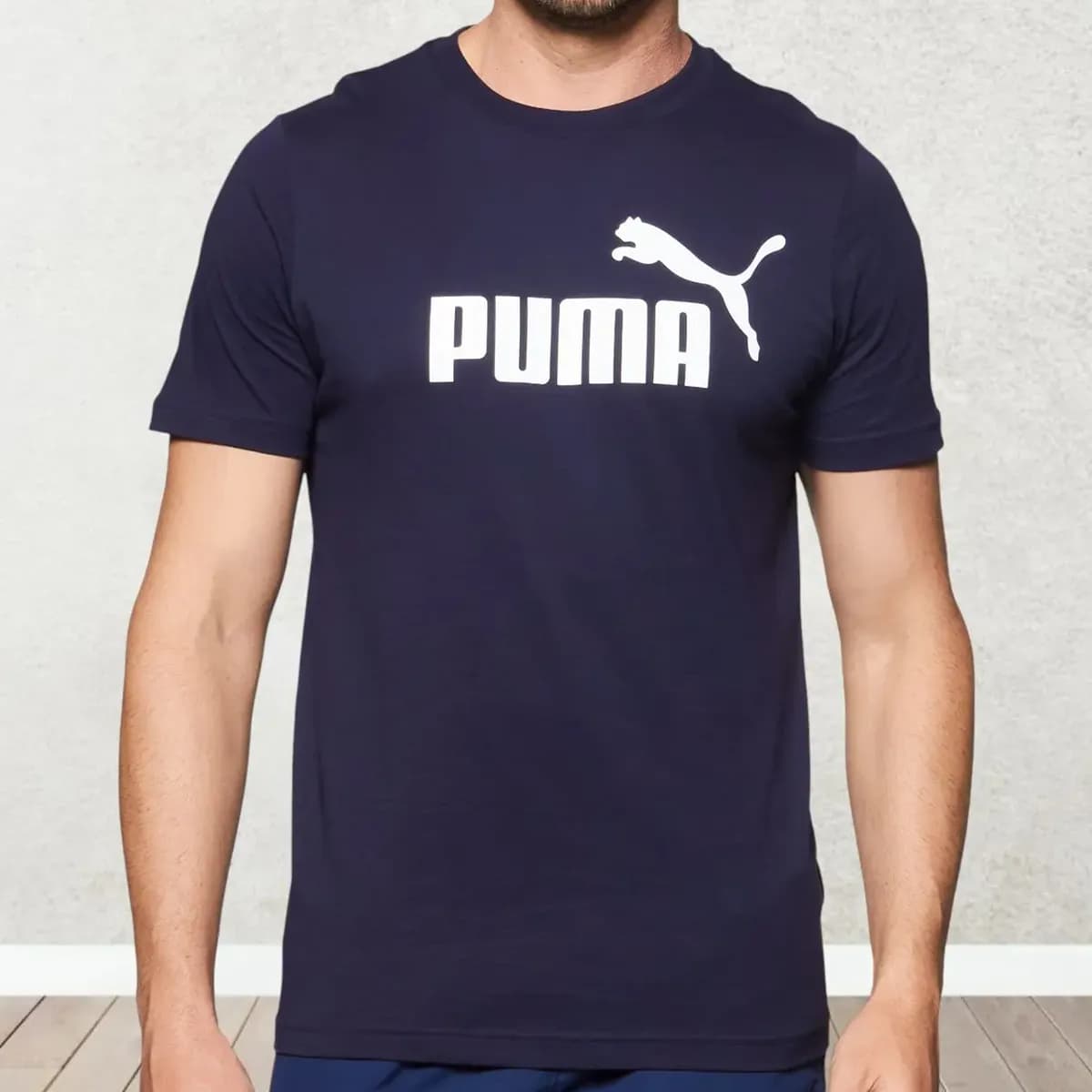Camiseta Masculina Ess Logo Tee  Puma New Navy Liso M