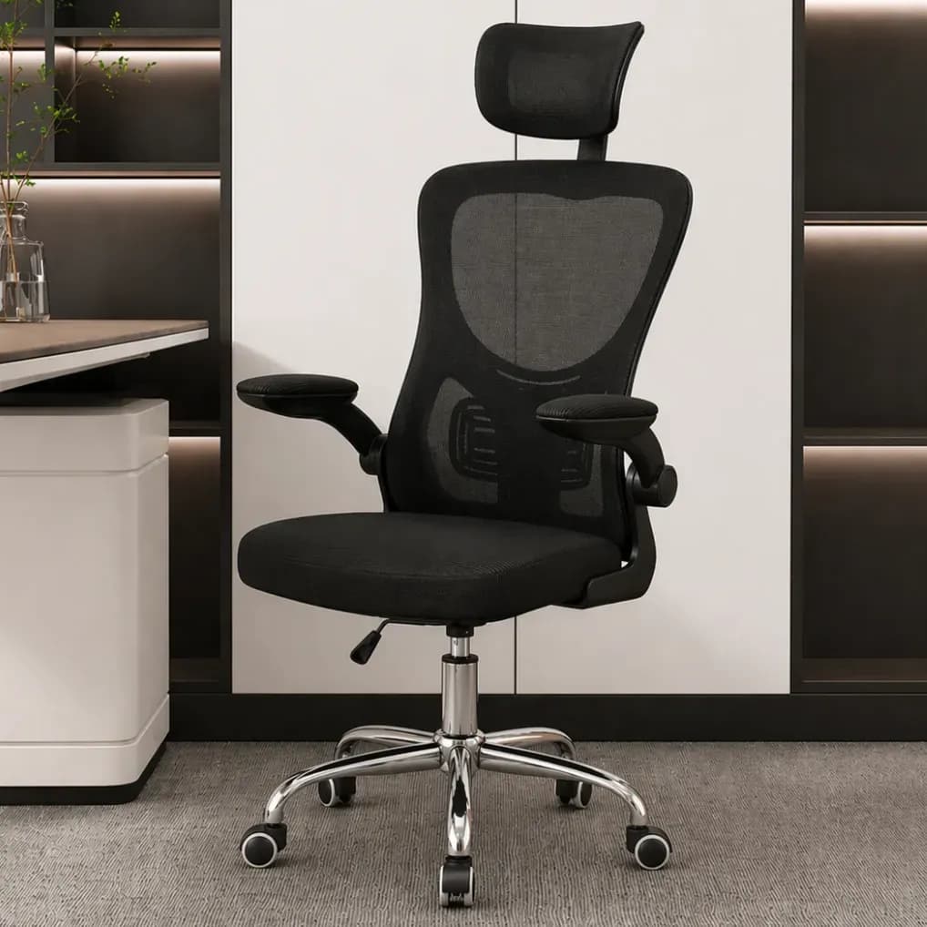 Cadeira Giratória Escritório Ergonômica Vegas Mesh Preto Tela Mesh