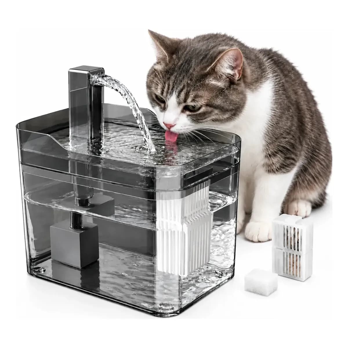 Fonte De Agua P/ Gato Cachorro Premium Silenciosa Automática 127/220v Cinza-escuro