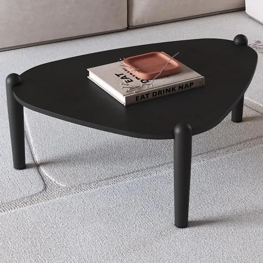 Mesa De Centro Orgânica Pé Madeira 84,4cm Preto