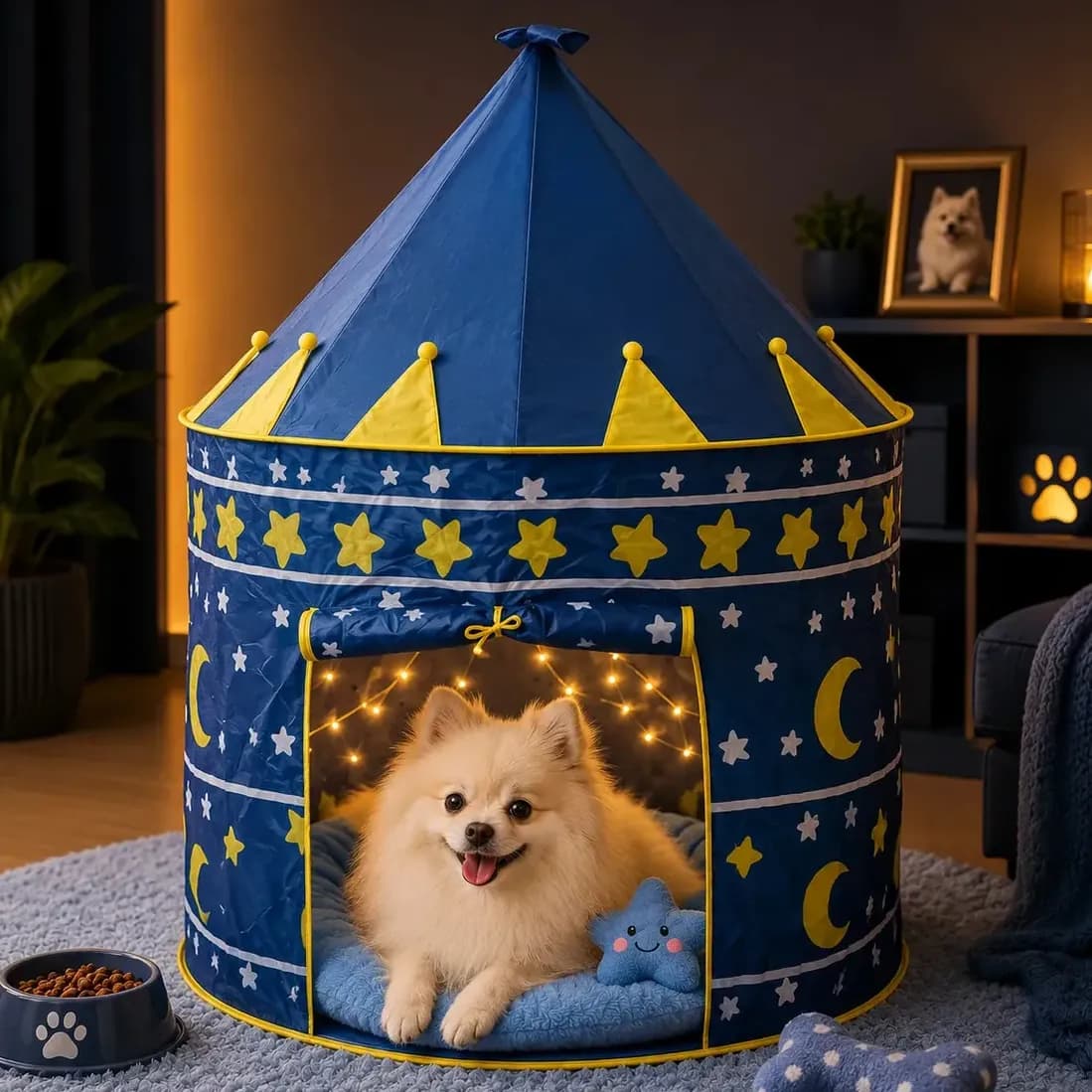 Casa Casinha Cachorro Toca Pet Cabana Cachorros Gato Pequeno Azul Luxo Dobrável Portátil