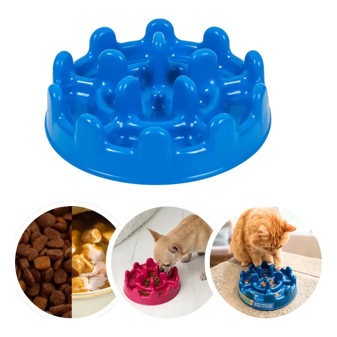 Comedouro Lento Cachorro E Gatos Mini Pet Fit Pet Games Cor Azul