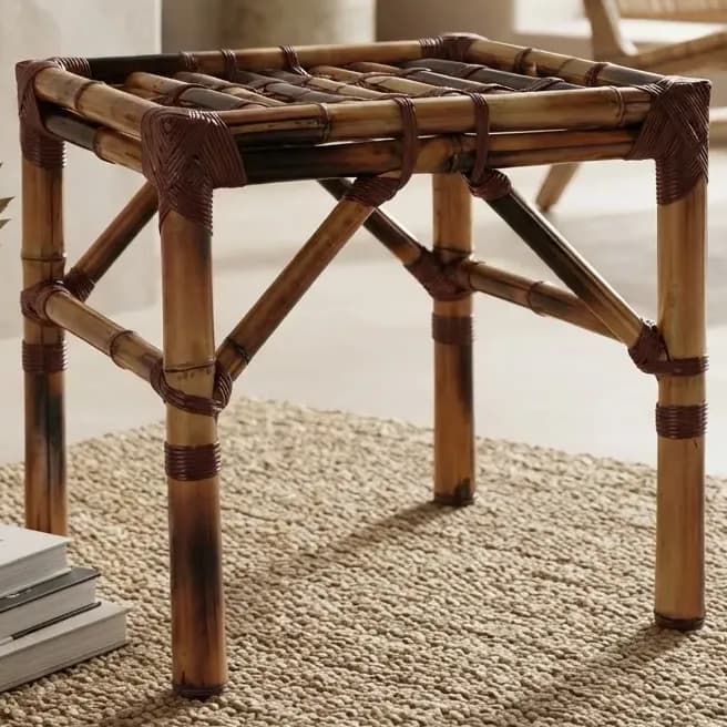 Mesa Mesinha De Centro Bambu Rústica P/ Sala De Estar Bambu Natural