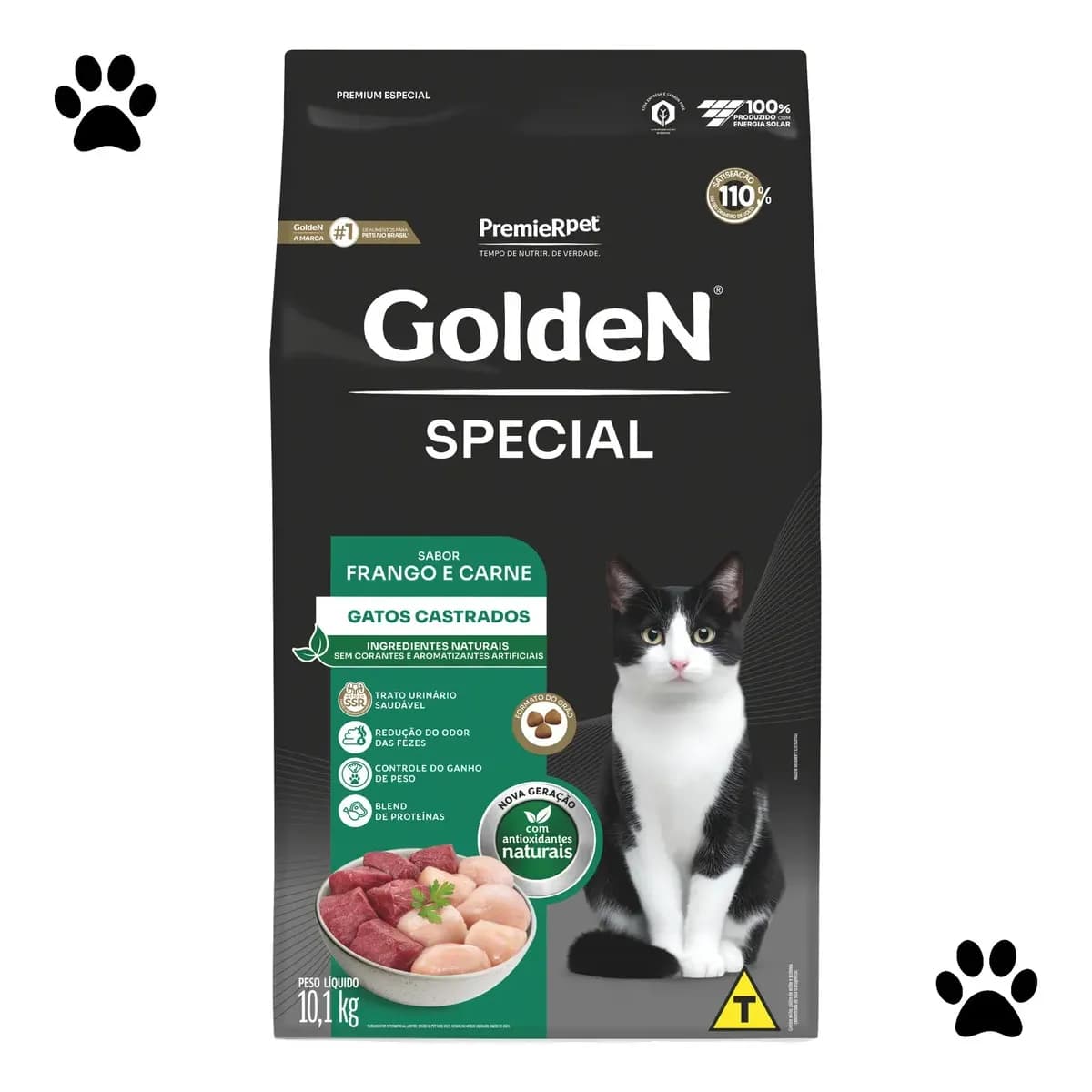 Ração Golden Premium Especial Castrado Carne Frango Gato Adulto 10,1kg