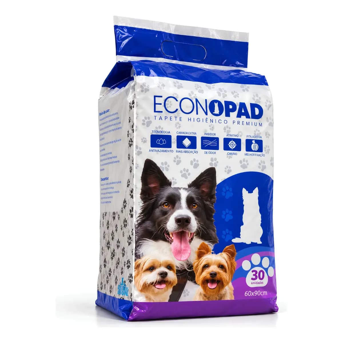 Tapete Higiênico Sanitário Cães 30un 90x60 Econopad Branco Branco