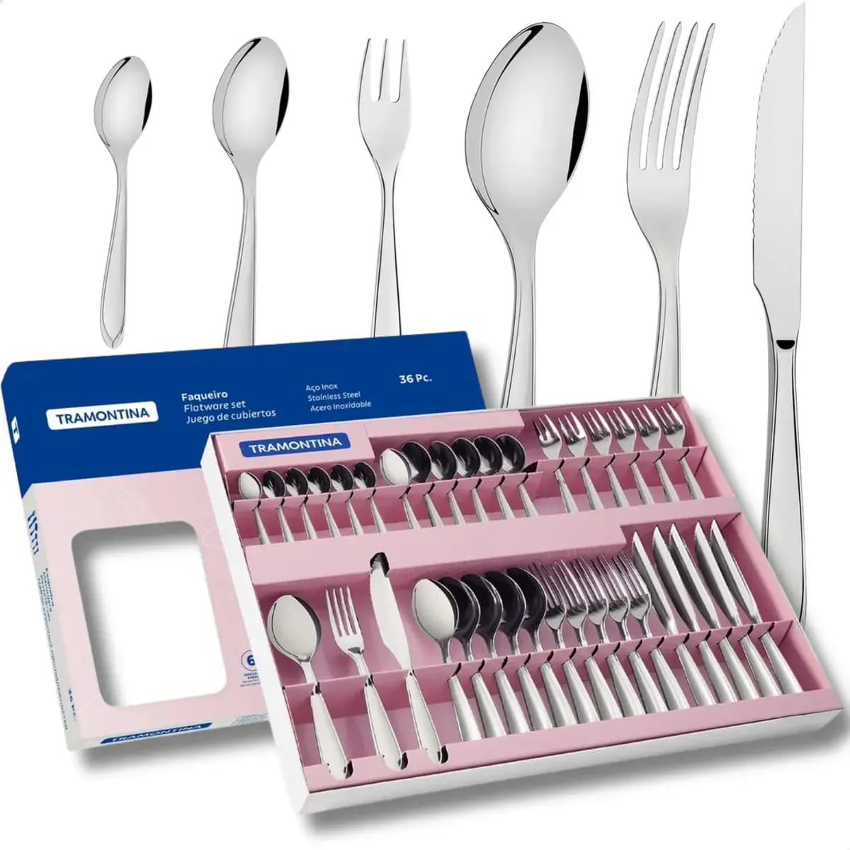 Faqueiro Inox 36 Peças Talheres Jogo Restaurante Conjunto Inox