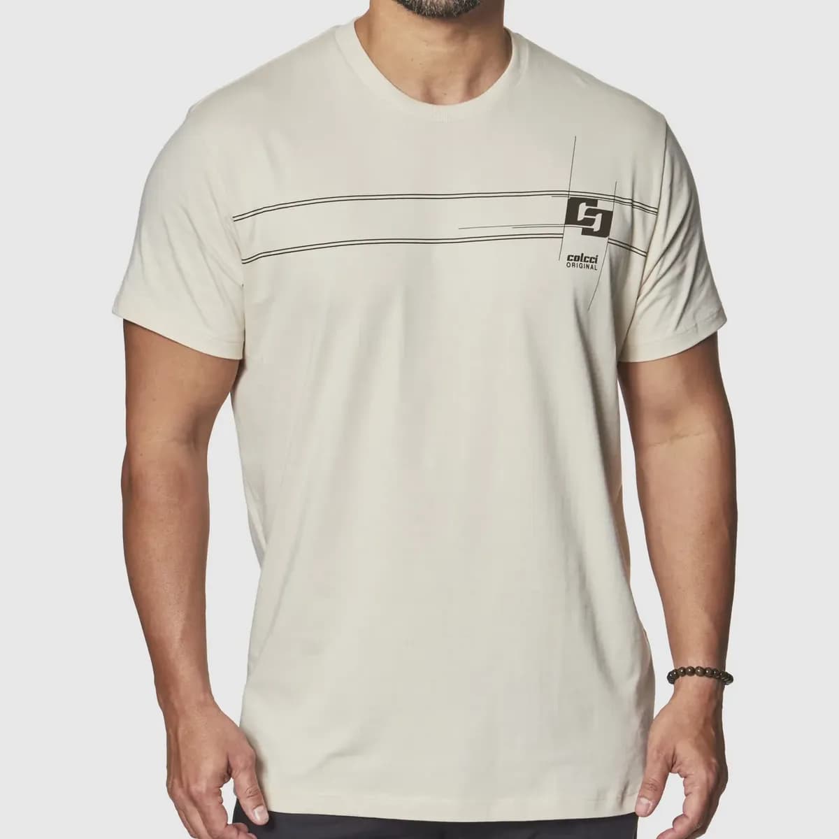 Camiseta Colcci Masculino 350112369 Bege Taupe Logo M Estampa Localizada