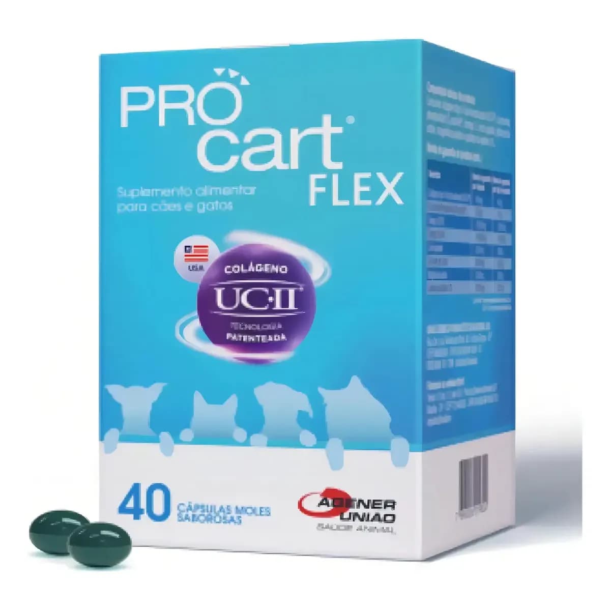 Suplemento Colágeno Cães e Gatos Procart Flex 40 Cápsulas
