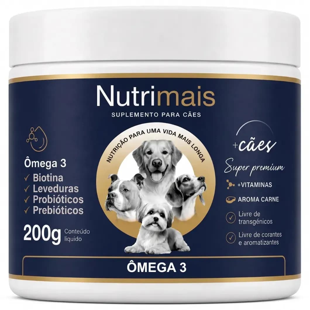 Suplemento Cães Ômega 3 + Biotina Nutrimais Pele e Pelo 200g