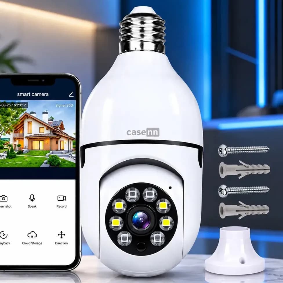 Câmera Lampada De segurança Casenn Ip Wifi Com Visão Noturna Interna Externa App Yoouse Espiã 360º Cor Branco
