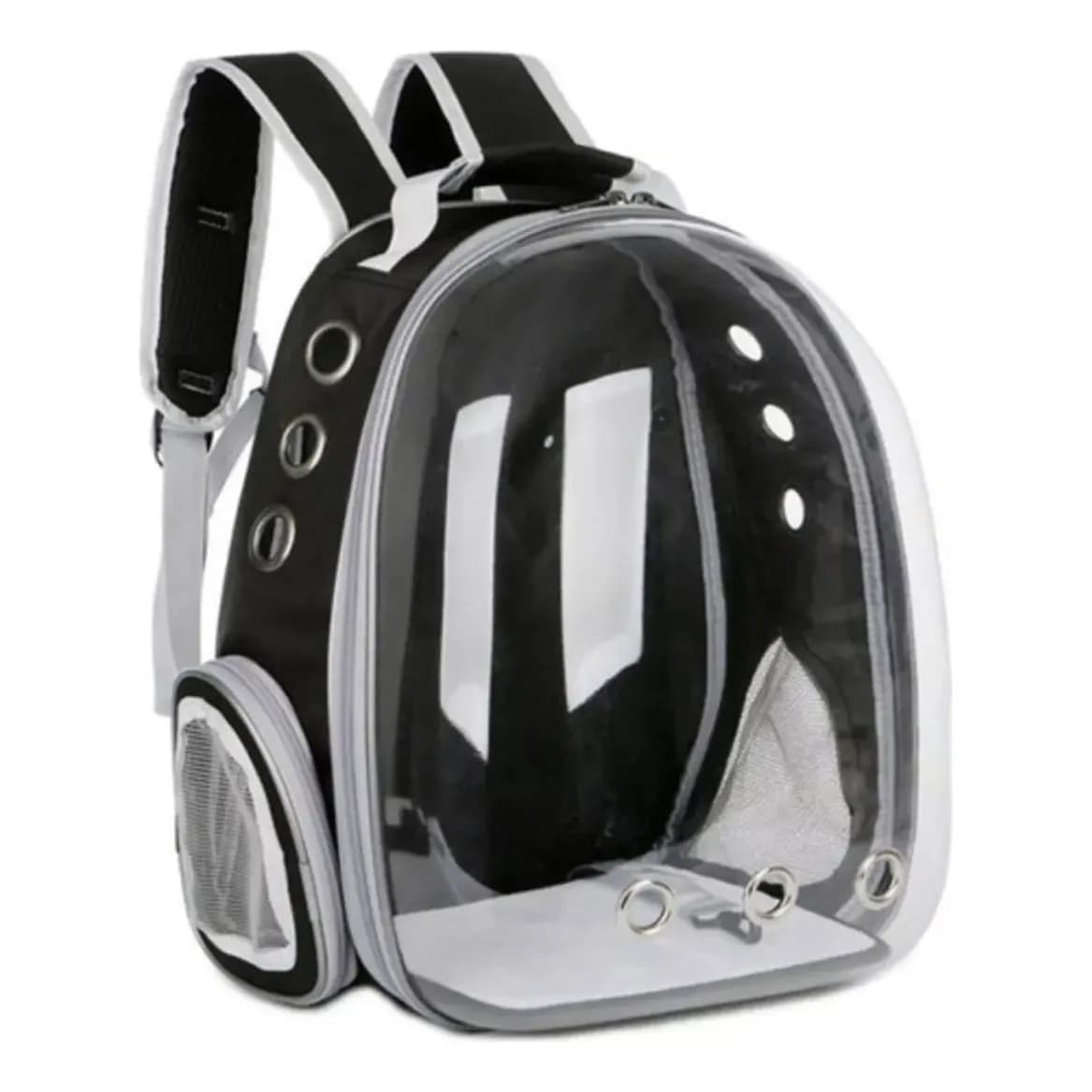 Mochila Transporte Pet Visão 360 Astronauta Gato Cachorro Preto