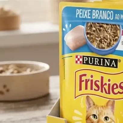 Ração Úmida Gatos Peixe Branco Molho 85g 15 Sachês Friskies