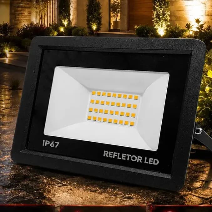 Kit 4 Refletores LED 300W UC68 Branco Quente 3500K IP67 Externo