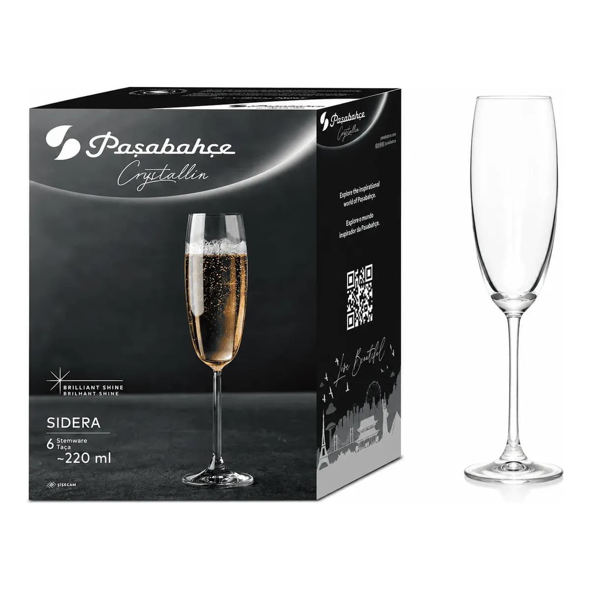 Taça Champagne Cristal 220ml Jogo 6 Unidades Premium Transparente