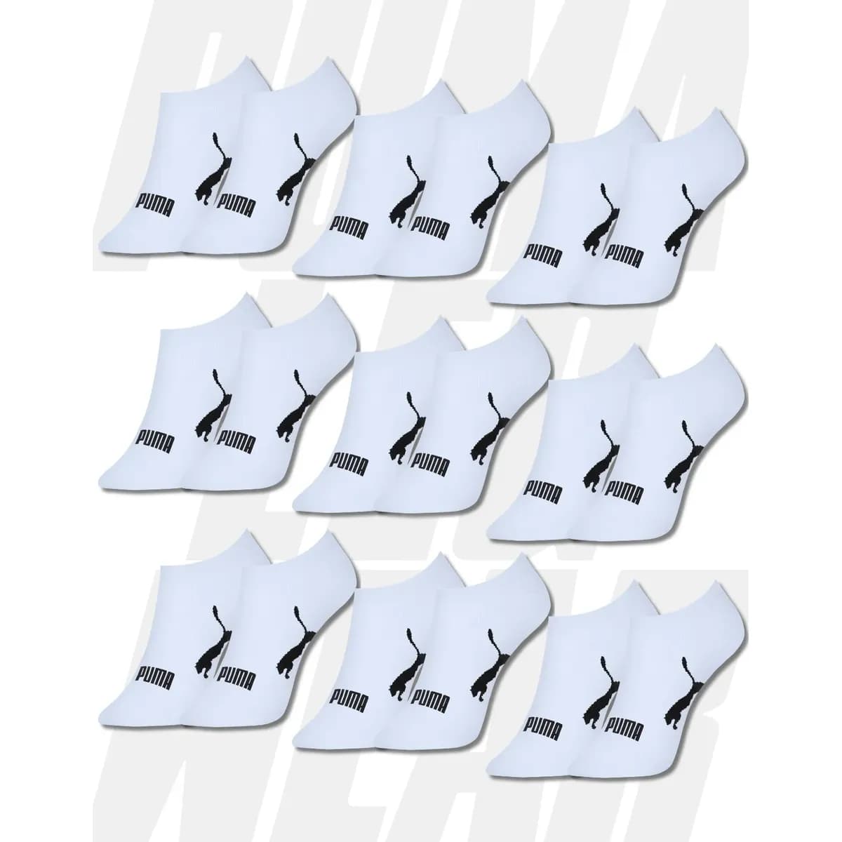 Kit Com 9 Pares Meias Sapatilha Invisível Ou Cano Curto Puma Branco Sapatilha Invisível 39-43