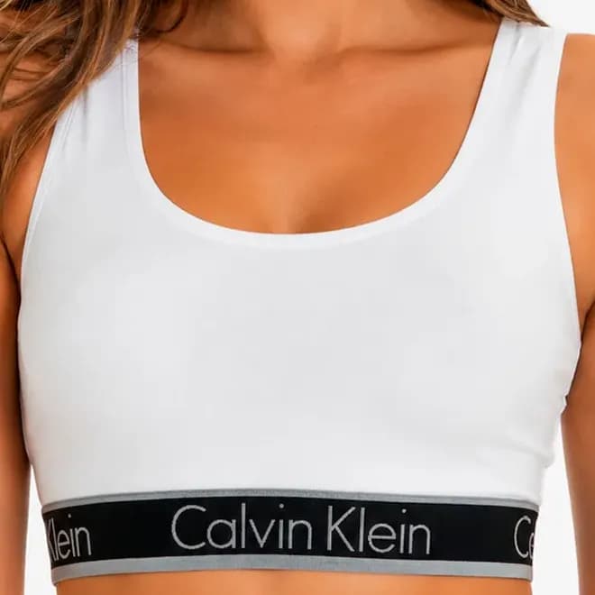 Top Regata Fitness Academia Cotton Calvin Klein Original Branco Liso P