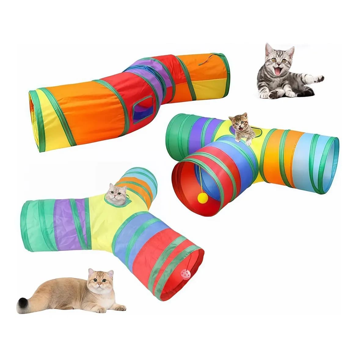 Brinquedo Para Pets Túnel Labirinto Para Gatos Colorido Modelo Y