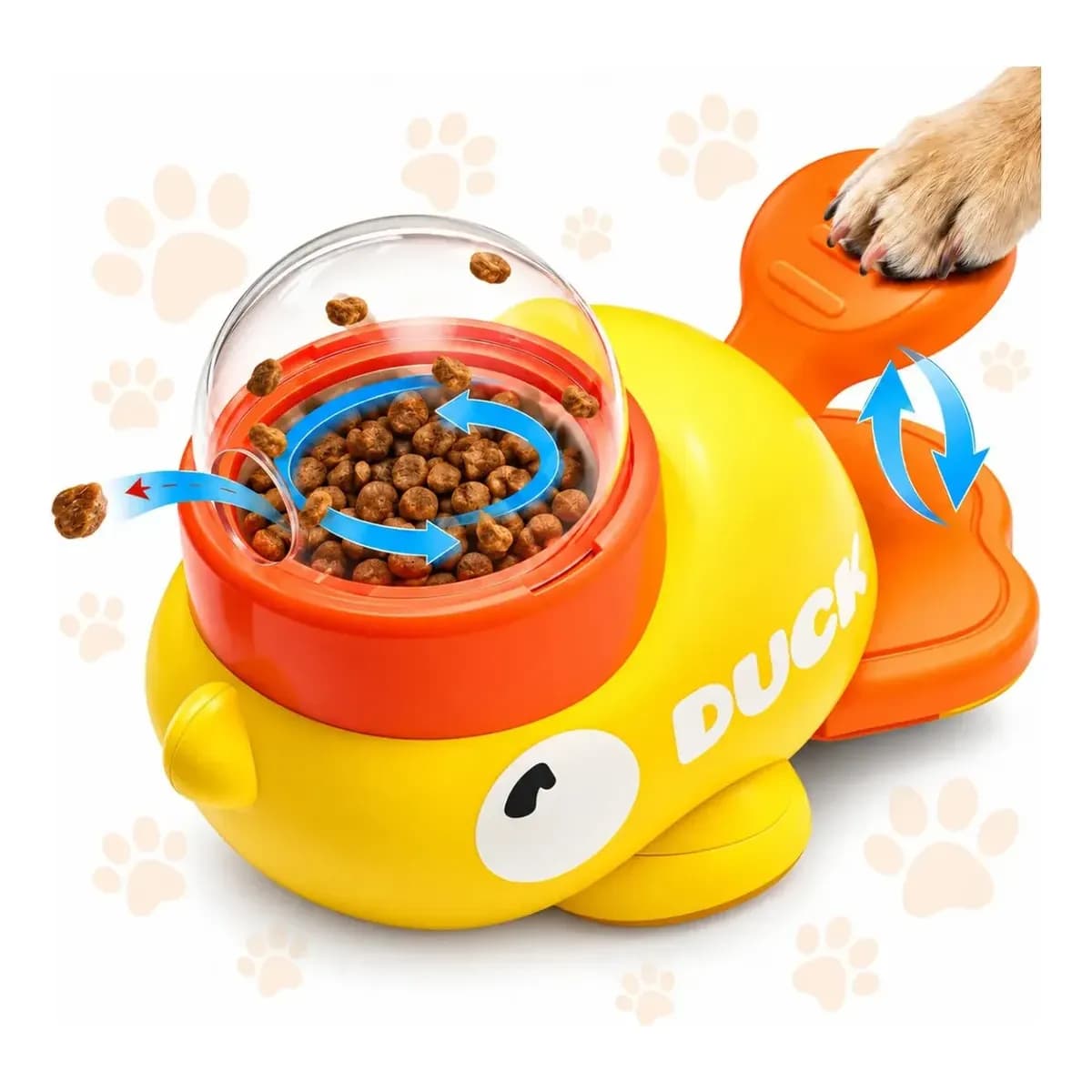 Brinquedo Interativo Cão Pato Dispenser Ração Pets Comedouro Amarelo/laranja